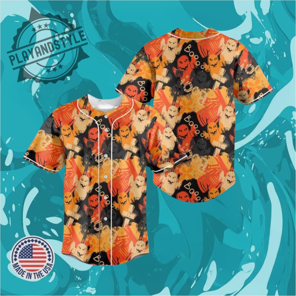 Fun Pumpkins Halloween Pattern Premium Quality Baseball Jersey Style