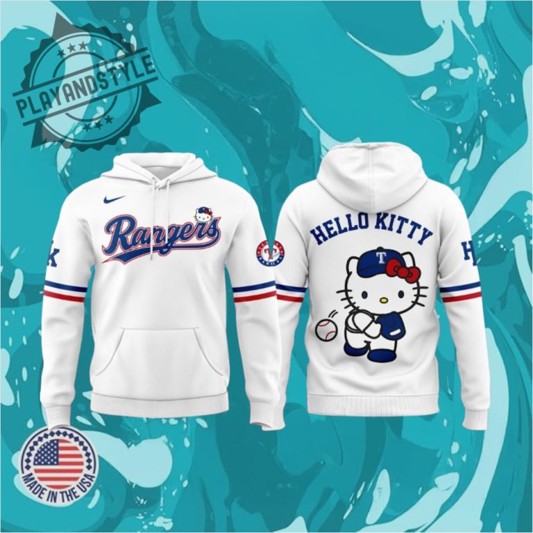 Hello Kitty White Ranger Texas Rangers X Hello Kitty Night 2026 Celebration Hoodie Shirt