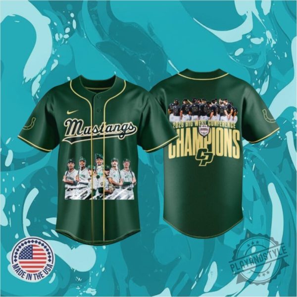 Cal Poly Mustangs Big West Conference 2026 Champions Baseball Jersey