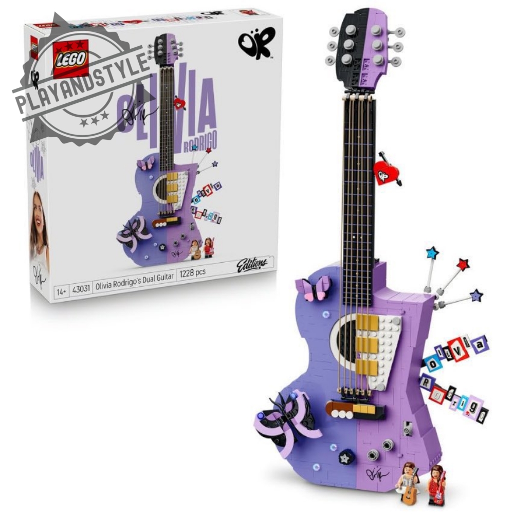 Brick Olivia Rodrigo Purple Guitar Building Set Music Fan Collectible Display Model 2 Brick Olivia Rodrigo Purple Guitar Building Set Music Fan Collectible Display Model