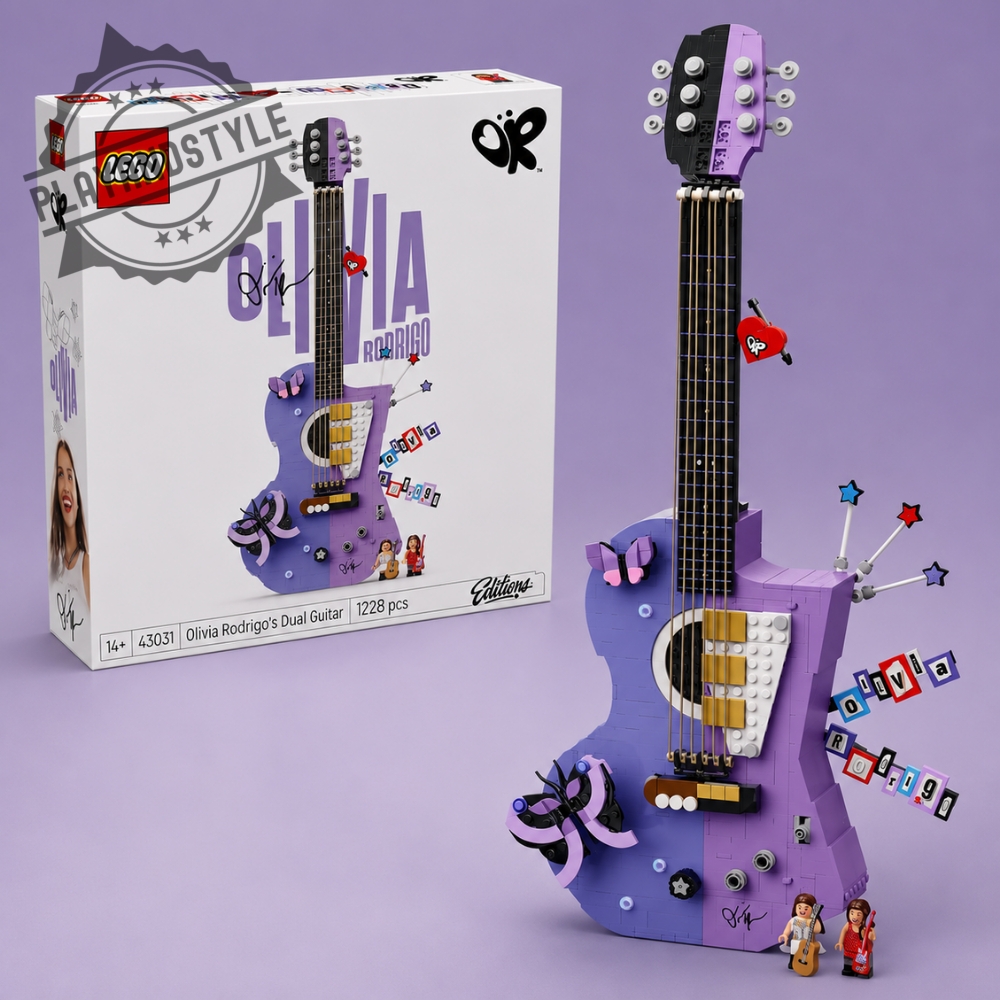 Brick Olivia Rodrigo Purple Guitar Building Set Music Fan Collectible Display Model 3 Brick Olivia Rodrigo Purple Guitar Building Set Music Fan Collectible Display Model